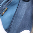 Miu Miu Madras Hand Bag Leather 2way Blue Gold Auth 214858V-24