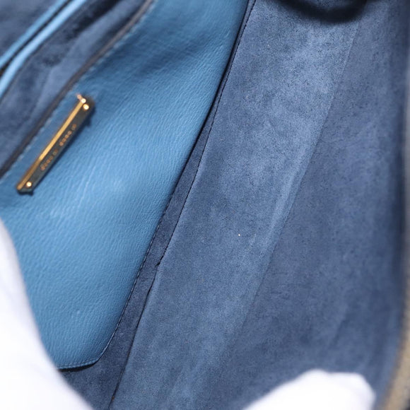 Miu Miu Madras Hand Bag Leather 2way Blue Gold Auth 214858V