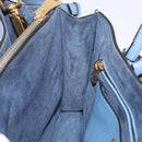 Miu Miu Madras Hand Bag Leather 2way Blue Gold Auth 214858V-26