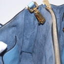 Miu Miu Madras Hand Bag Leather 2way Blue Gold Auth 214858V-28