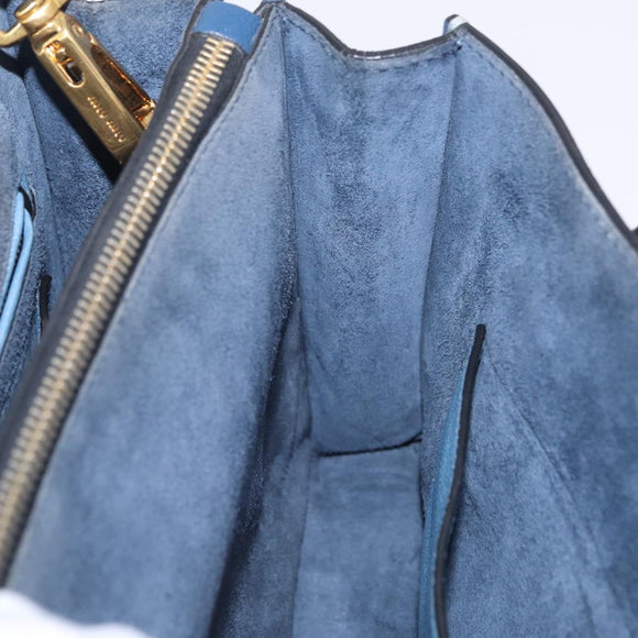 Miu Miu Madras Hand Bag Leather 2way Blue Gold Auth 214858V
