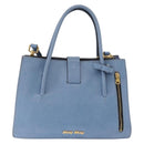 Miu Miu Madras Hand Bag Leather 2way Blue Gold Auth 214858V-3