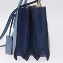 Miu Miu Madras Hand Bag Leather 2way Blue Gold Auth 214858V-4