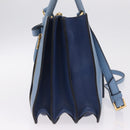 Miu Miu Madras Hand Bag Leather 2way Blue Gold Auth 214858V-5