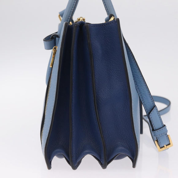 Miu Miu Madras Hand Bag Leather 2way Blue Gold Auth 214858V