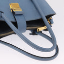 Miu Miu Madras Hand Bag Leather 2way Blue Gold Auth 214858V-7