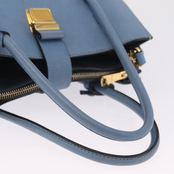 Miu Miu Madras Hand Bag Leather 2way Blue Gold Auth 214858V