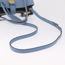Miu Miu Madras Hand Bag Leather 2way Blue Gold Auth 214858V-9