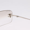 CHANEL COCO Mark Sunglasses metal Silver CC Auth 214859-10