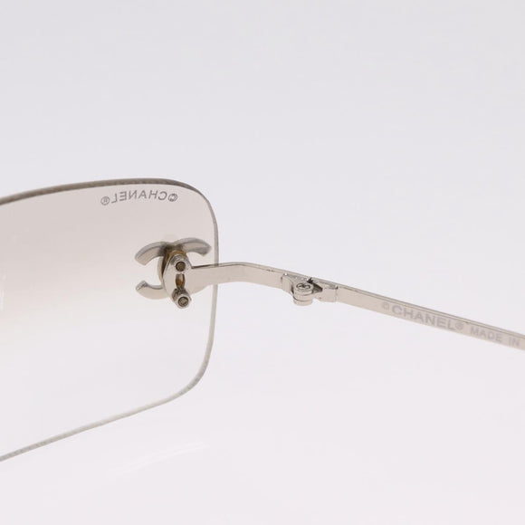 CHANEL COCO Mark Sunglasses metal Silver CC Auth 214859