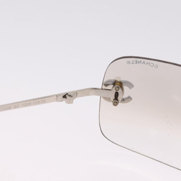 CHANEL COCO Mark Sunglasses metal Silver CC Auth 214859
