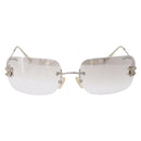 CHANEL COCO Mark Sunglasses metal Silver CC Auth 214859-2