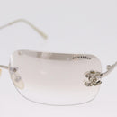 CHANEL COCO Mark Sunglasses metal Silver CC Auth 214859-5
