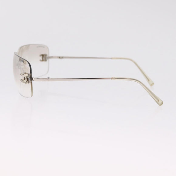 CHANEL COCO Mark Sunglasses metal Silver CC Auth 214859