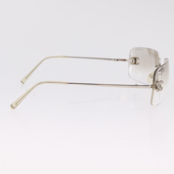 CHANEL COCO Mark Sunglasses metal Silver CC Auth 214859