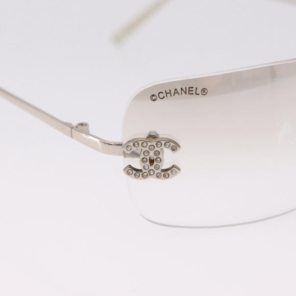 CHANEL COCO Mark Sunglasses metal Silver CC Auth 214859