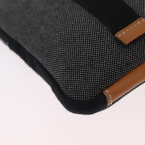 LOEWE Irohebe Nature Neck Pouch Shoulder Bag Canvas Black Silver Auth 214860A