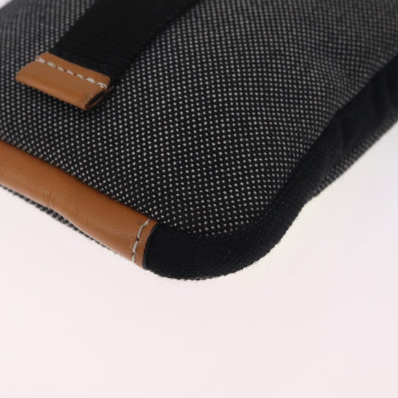 LOEWE Irohebe Nature Neck Pouch Shoulder Bag Canvas Black Silver Auth 214860A