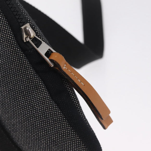 LOEWE Irohebe Nature Neck Pouch Shoulder Bag Canvas Black Silver Auth 214860A