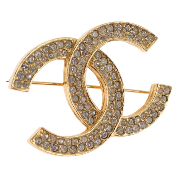 CHANEL COCO Mark Brooch metal Gold CC Auth 214862V