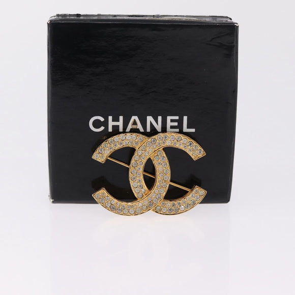 CHANEL COCO Mark Brooch metal Gold CC Auth 214862V