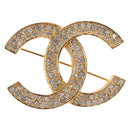 CHANEL COCO Mark Brooch metal Gold CC Auth 214862V-2