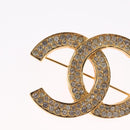 CHANEL COCO Mark Brooch metal Gold CC Auth 214862V-3