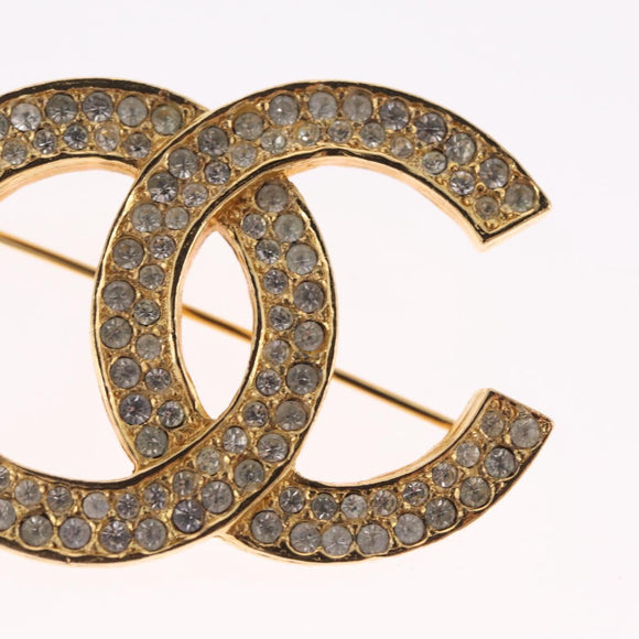CHANEL COCO Mark Brooch metal Gold CC Auth 214862V