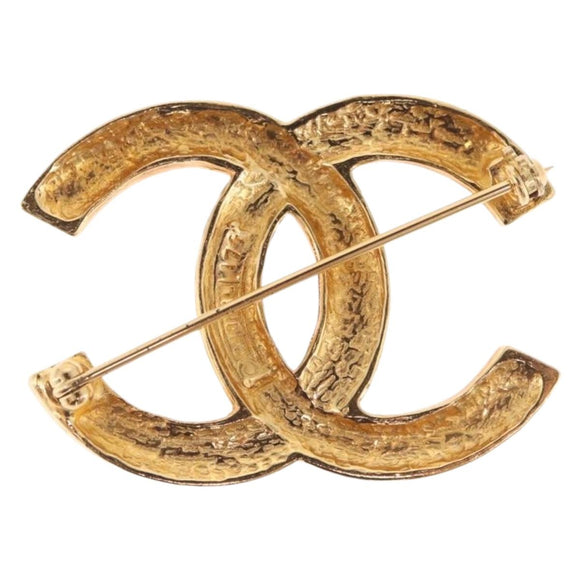 CHANEL COCO Mark Brooch metal Gold CC Auth 214862V