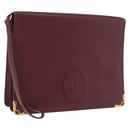 Cartier Must Line Clutch Bag Leather Bordeaux Gold Auth 214864A-1
