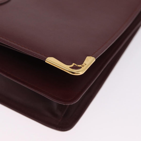 Cartier Must Line Clutch Bag Leather Bordeaux Gold Auth 214864A