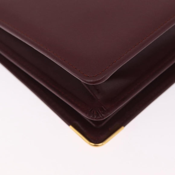 Cartier Must Line Clutch Bag Leather Bordeaux Gold Auth 214864A