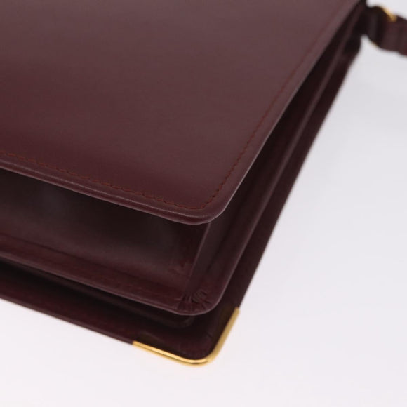 Cartier Must Line Clutch Bag Leather Bordeaux Gold Auth 214864A