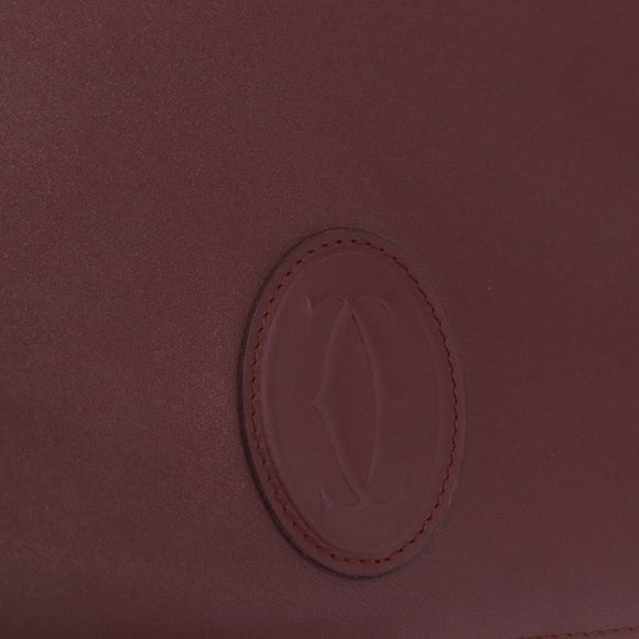 Cartier Must Line Clutch Bag Leather Bordeaux Gold Auth 214864A