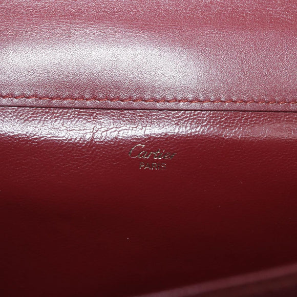 Cartier Must Line Clutch Bag Leather Bordeaux Gold Auth 214864A