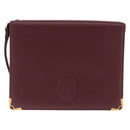 Cartier Must Line Clutch Bag Leather Bordeaux Gold Auth 214864A-2