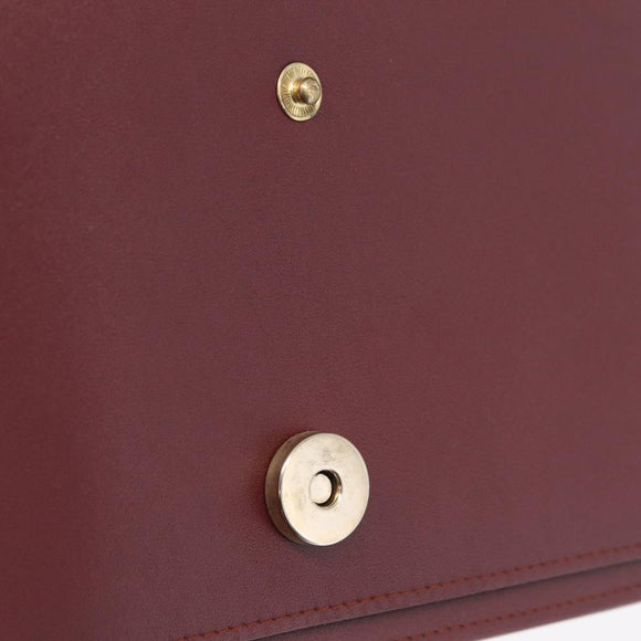 Cartier Must Line Clutch Bag Leather Bordeaux Gold Auth 214864A