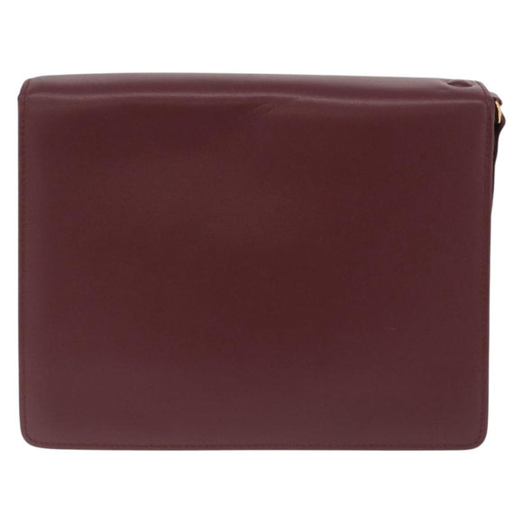 Cartier Must Line Clutch Bag Leather Bordeaux Gold Auth 214864A