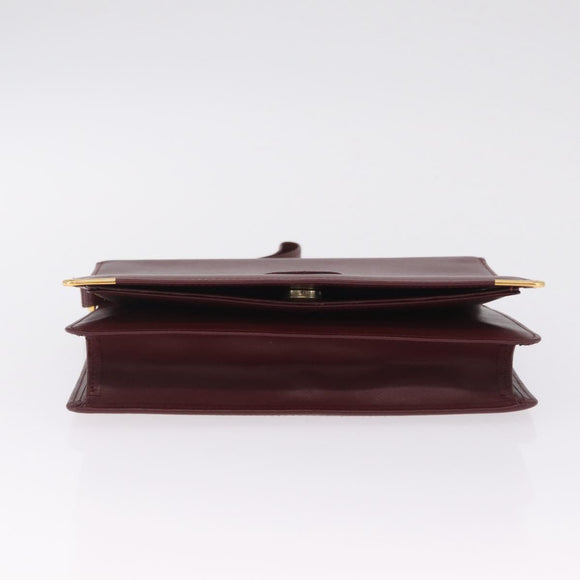 Cartier Must Line Clutch Bag Leather Bordeaux Gold Auth 214864A