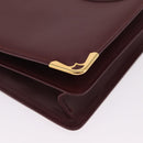 Cartier Must Line Clutch Bag Leather Bordeaux Gold Auth 214864A-9