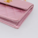 CHANEL Matelasse Chain Shoulder Bag Satin Pink Gold CC Auth 214867V-10
