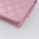 CHANEL Matelasse Chain Shoulder Bag Satin Pink Gold CC Auth 214867V-12