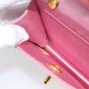 CHANEL Matelasse Chain Shoulder Bag Satin Pink Gold CC Auth 214867V-20