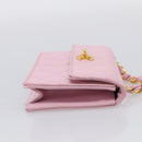 CHANEL Matelasse Chain Shoulder Bag Satin Pink Gold CC Auth 214867V-5