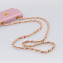 CHANEL Matelasse Chain Shoulder Bag Satin Pink Gold CC Auth 214867V-7