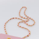 CHANEL Matelasse Chain Shoulder Bag Satin Pink Gold CC Auth 214867V-8