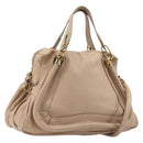 Chloe Paraty Hand Bag Leather 2way Beige Gold Auth 214898A-1