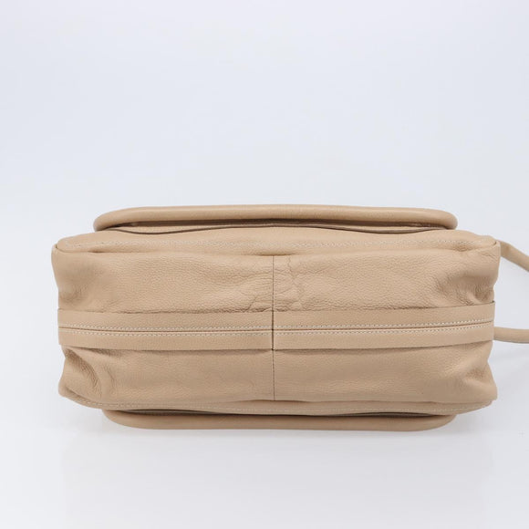 Chloe Paraty Hand Bag Leather 2way Beige Gold Auth 214898A