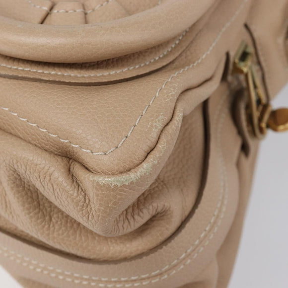 Chloe Paraty Hand Bag Leather 2way Beige Gold Auth 214898A