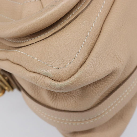 Chloe Paraty Hand Bag Leather 2way Beige Gold Auth 214898A